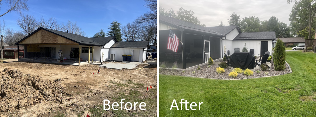 Before and After of landscaping done by Cut & Trim Landscaping